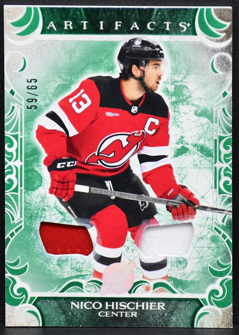 2024-25 UD Artifacts Nico Hischier 77 New Jersey Devils 59/65 Patch