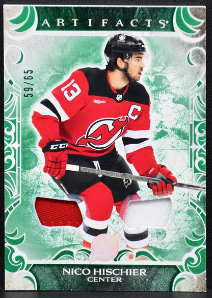 2024-25 UD Artifacts Nico Hischier 77 New Jersey Devils 59/65 Patch