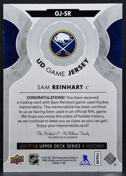 2017-18 Upper Deck Series 1 UD Game Jersey Sam Reinhart GJ-SR Sabres Jersey 5432