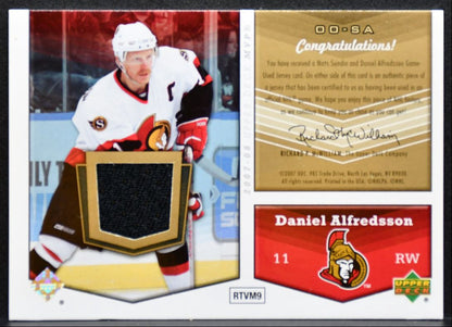 2007-08 UD MVP One on One Dual Memorabilia Sundin/Alfredsson Jersey 5265