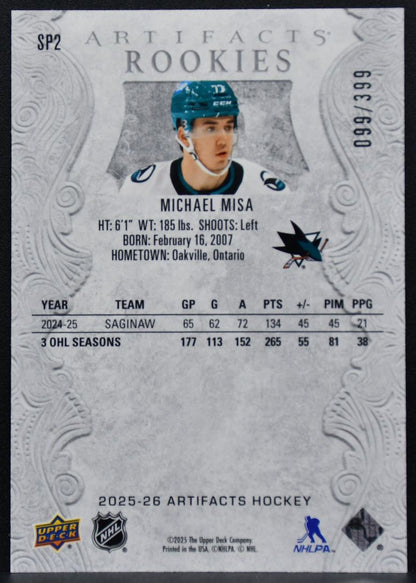 2025-26 Upper Deck Artifacts SP Photo Variants Redemptions Michael Misa RC 6292