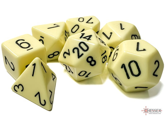 Opaque 7-die Set Polyhedral Pastel Yellow/black