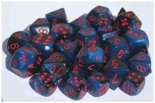 Gemini 12 * D6 Black-Starlight / Red 16mm Chessex Dice (CHX26658)