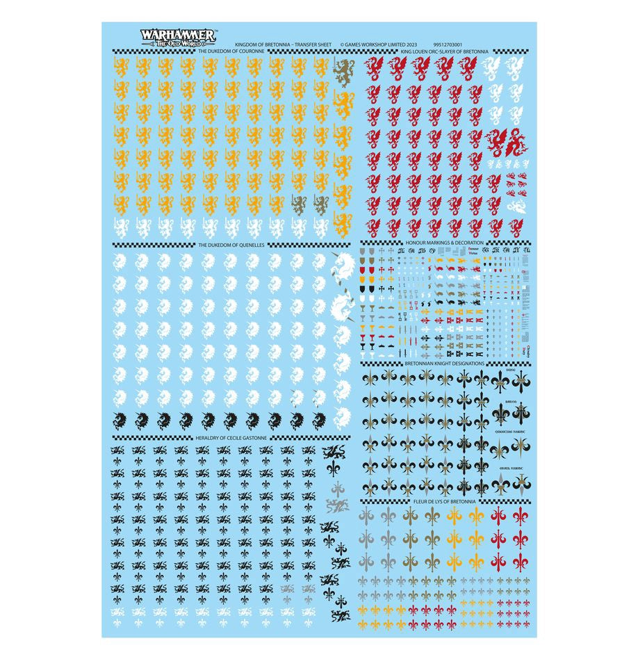 Kingdom Of Bretonnia Transfer Sheet