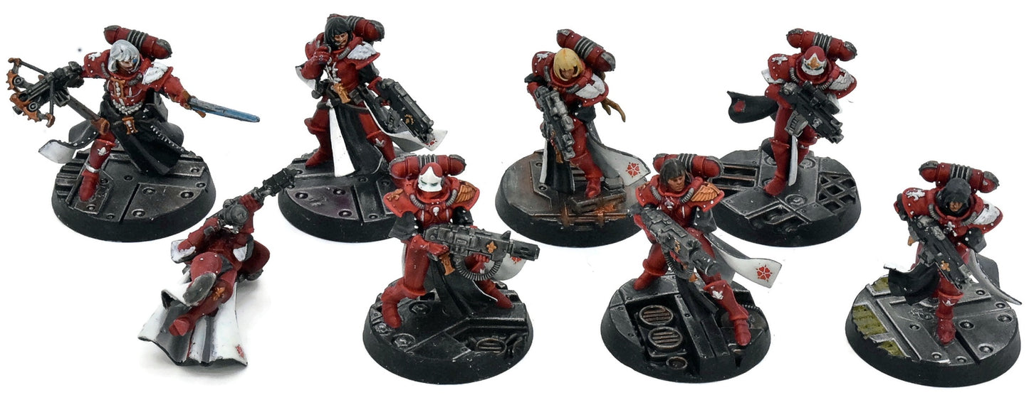ADEPTA SORORITAS 8 Battle Sisters Squad #1 WELL PAINTED 40K missing 1 base