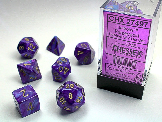 Lustrous 7-Die Set Purple / Gold Chessex Dice (CHX27497)