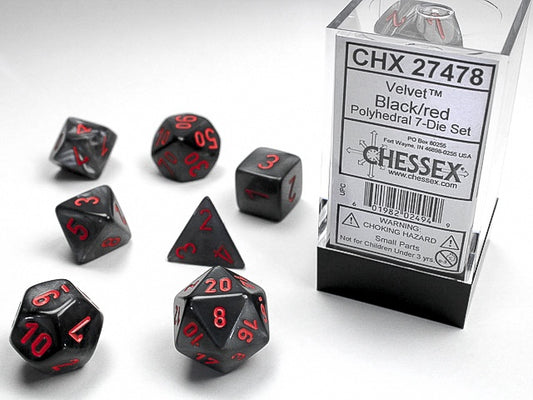 Velvet 7-Die Set Black / Red Chessex Dice (CHX27478)