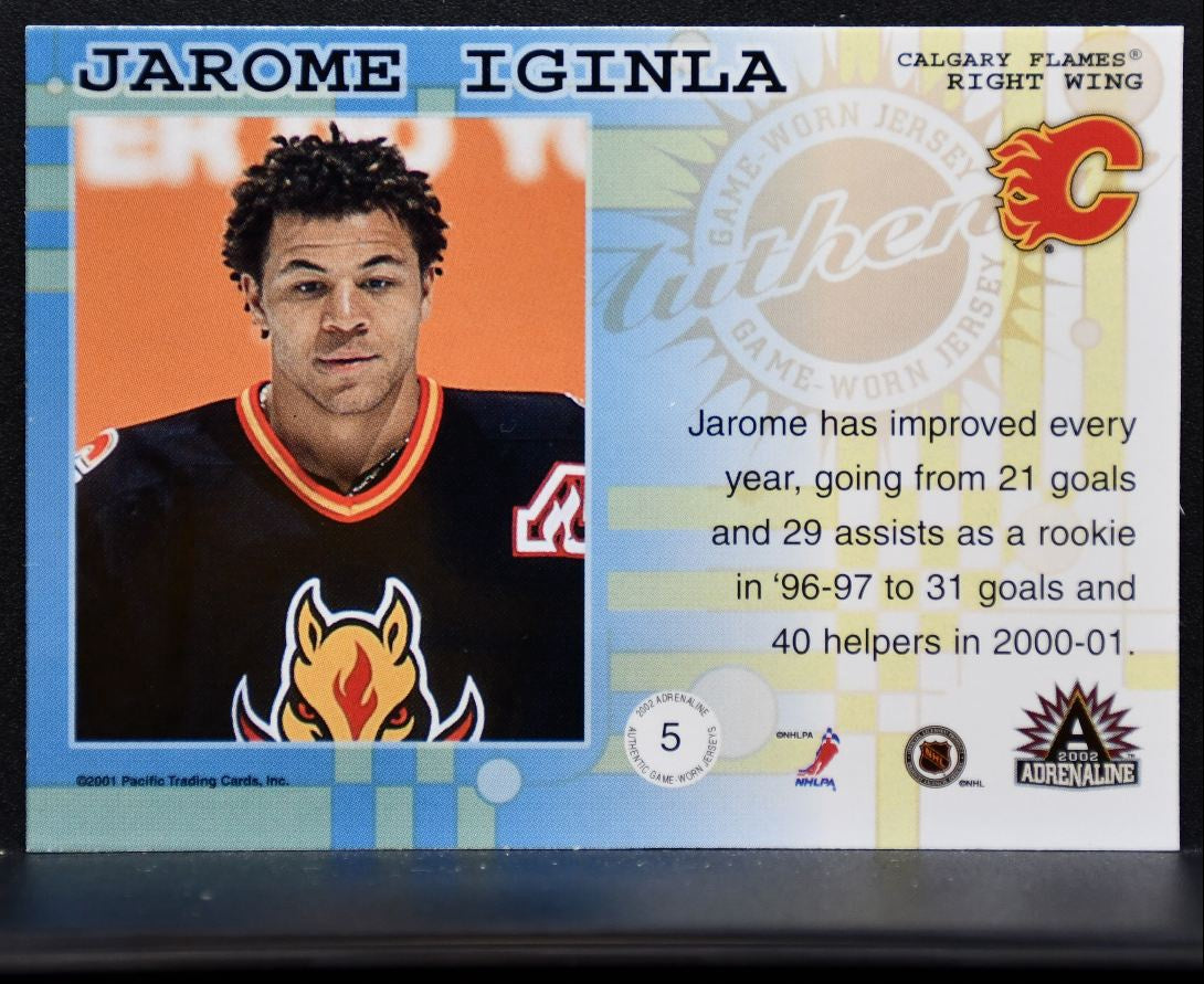 2001-02 Pacific Adrenaline Jersey Jarome Iginla 5 Calgary Flames Jersey 6415