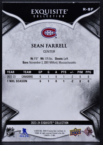 23-24 UD Exquisite Collection RCs Sean Farrell 57 Montreal Canadiens RC 283/299 5746