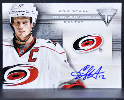 2013-14 Panini Titanium Reserve Eric Staal TR-ERS Carolina Hurricanes Auto 9656