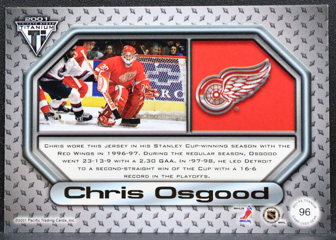 2000-01 Pacific Private Stock Titanium Game-Used Gear Chris Osgood Jersey 1298