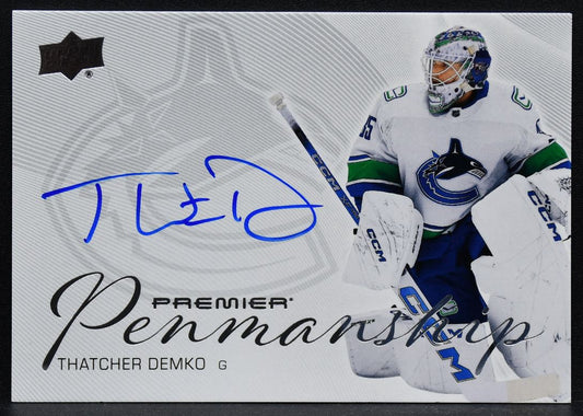 2024-25 UD Premier Penmanship Thatcher Demko PEN-TD Vancouver Canucks Auto 5693