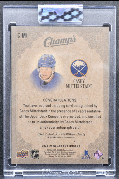 2023-24 Upper Deck Clear Cut Champ's Auto Casey Mittelstadt Sabres Auto 7176