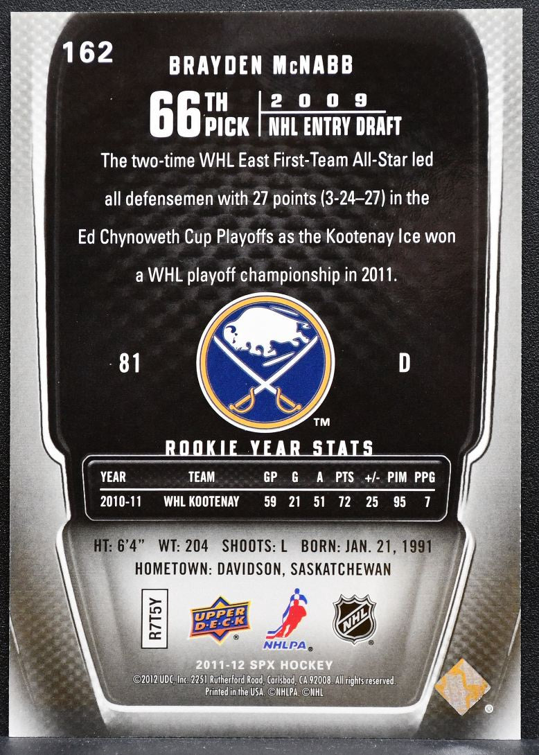 2011-12 SPx Rookie Nikolai Kulemin 162 Buffalo Sabres RC 206/499 0504
