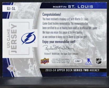 2013-14 UD Series 2 UD Game Jerseys Martin St. Louis GJ-SL Lightning Jersey 2523