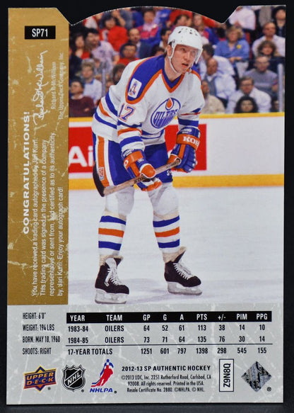 2015-16 UD Buybacks Auto - 2012-13 SP Authentic Jari Kurri SP71 Auto