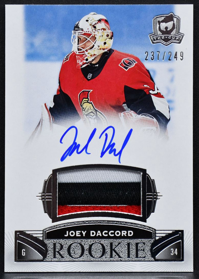 2019-20 UD The Cup Rookie Auto Patch Joey Daccord 69  RC Auto 237/249 Patch