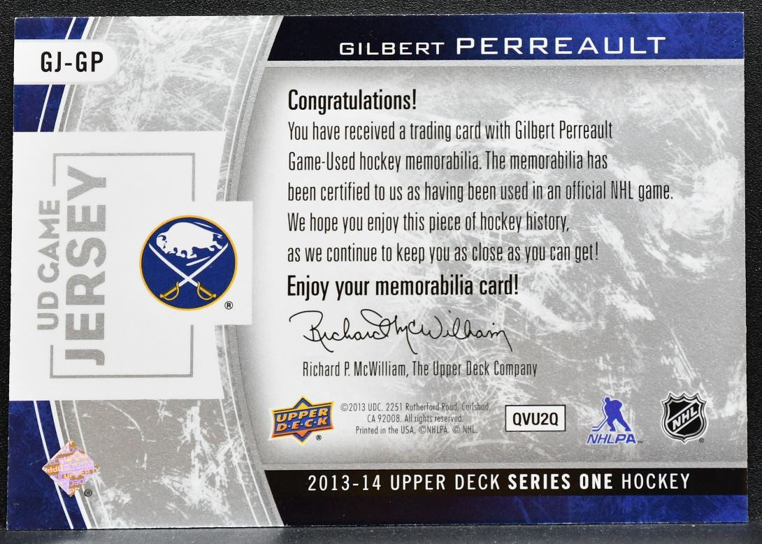 2013-14 UD Series 1 UD Game Jersey Gilbert Perreault GJ-GP Sabres Jersey 1335