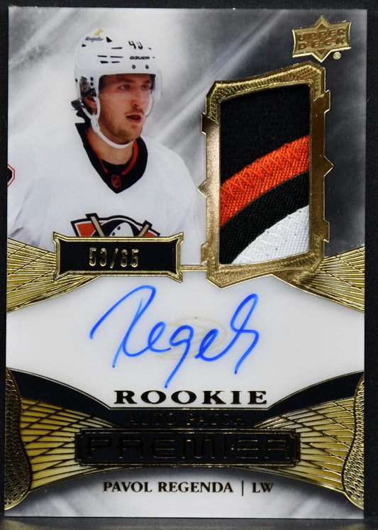 22-23 UD Premier Acetate RC Auto Patch Gold Pavol Regenda AR-PR Ducks /65 Patch 5204