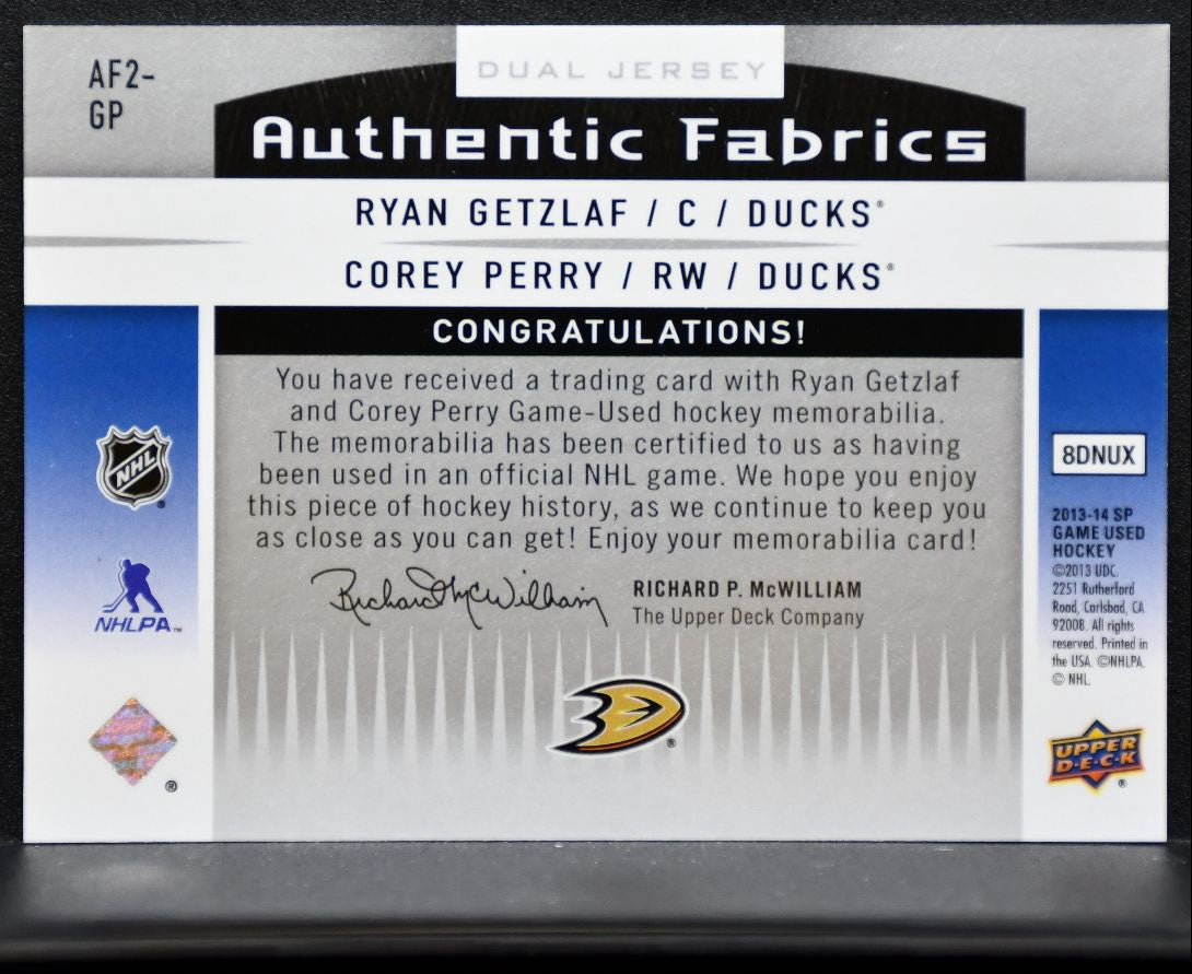 2013-14 SP Game Used Authentic Fabrics Dual Jersey Getzlaf/Perry Jersey 7313