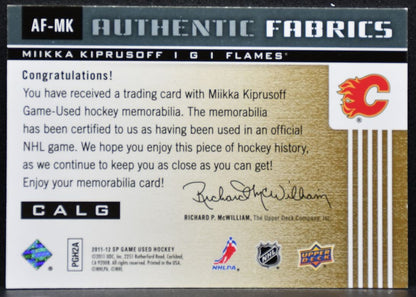 2011-12 SP Game Used Authentic Fabrics Miikka Kiprusoff AF-MK Flames Jersey 4248