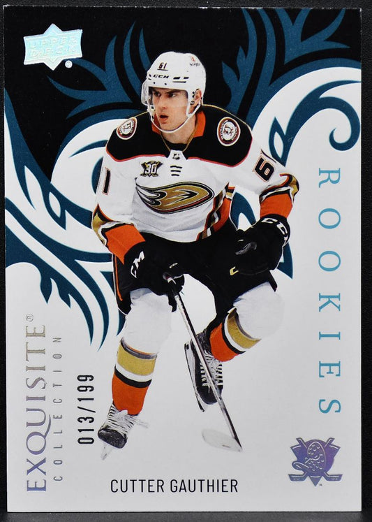 24-25 UD Ice Exquisite Collection RCs Platinum Blue Cutter Gauthier Ducks RC 199 9430