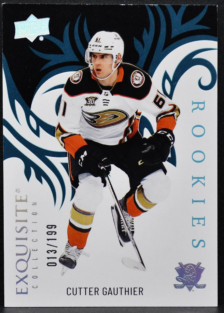 24-25 UD Ice Exquisite Collection RCs Platinum Blue Cutter Gauthier Ducks RC 199 9430