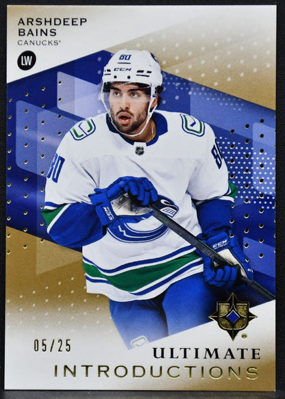 2024-25 UD Ultimate Collection Introductions Gold Arshdeep Bains UI-AB RC 05/25