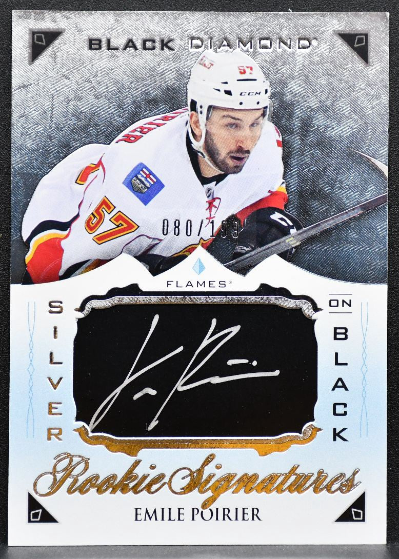 2015-16 UD Black Diamond Signatures Silver on Black Poirier RC Auto 080/199 8636
