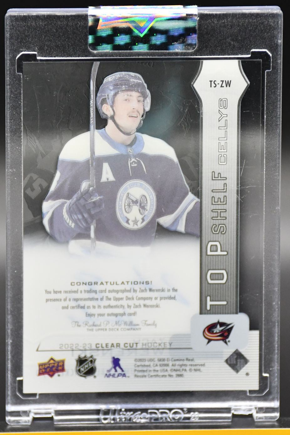 2022-23 UD Clear Cut Zach Werenski TS-ZW Columbus Blue Jackets Auto