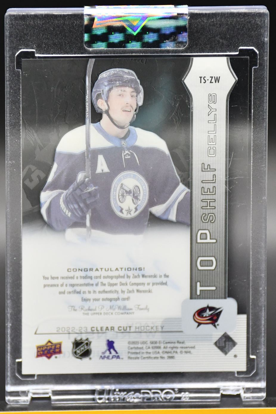 2022-23 UD Clear Cut Zach Werenski TS-ZW Columbus Blue Jackets Auto