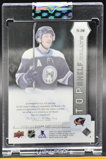 2022-23 UD Clear Cut Zach Werenski TS-ZW Columbus Blue Jackets Auto