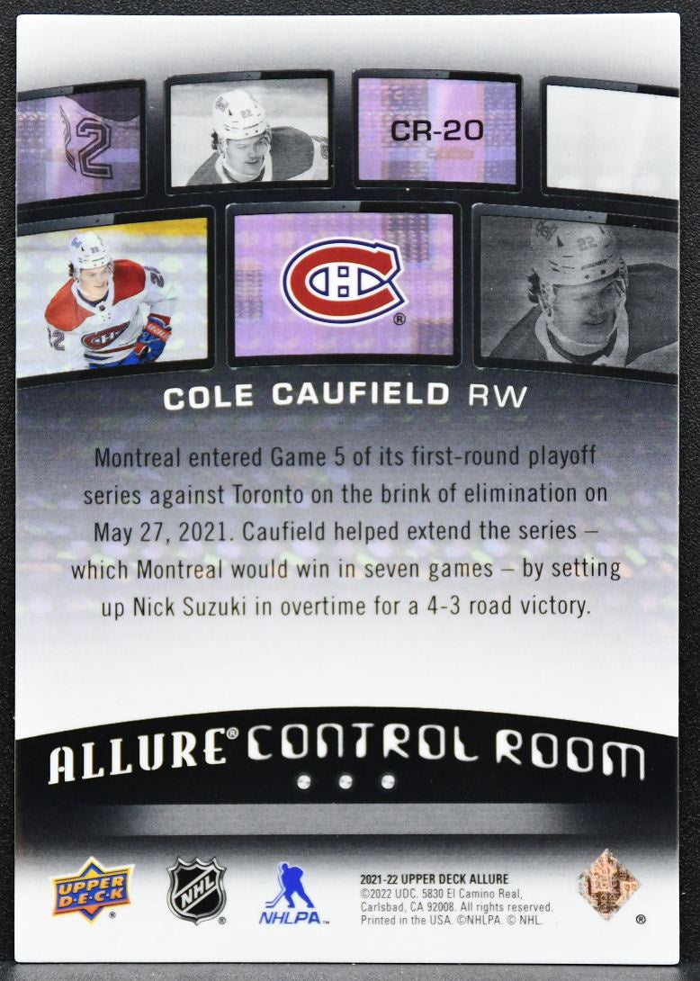 2021-22 Upper Deck Allure Control Room Cole Caufield CR-20 Canadiens RC 4452