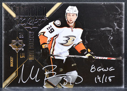 2014-15 UD Ultimate Collection Obsidian Script Matt Beleskey Auto 7592