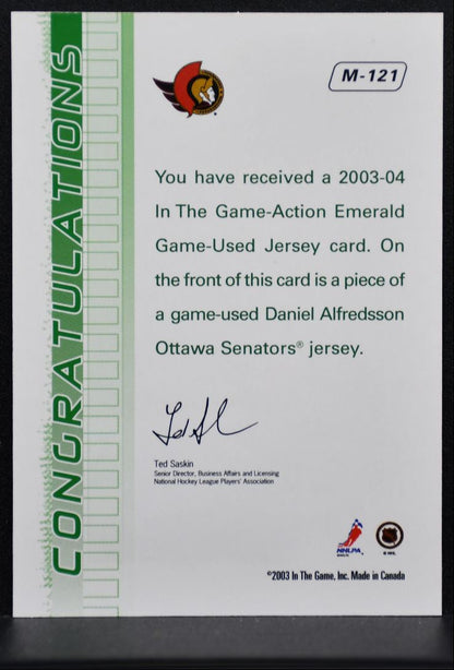 2003-04 In The Game Action Jerseys Daniel Alfredsson M-121 Senators Jersey 2258