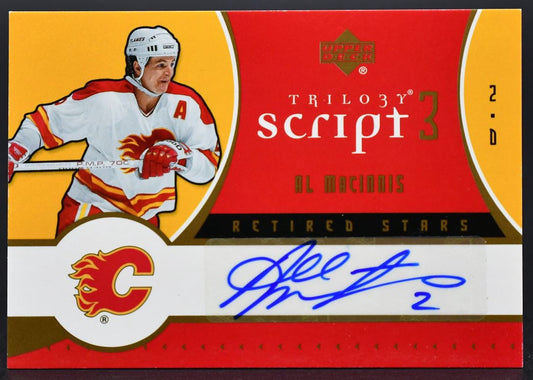2007-08 UD Trilogy Script 3 Al MacInnis DCMP-3 Calgary Flames Auto