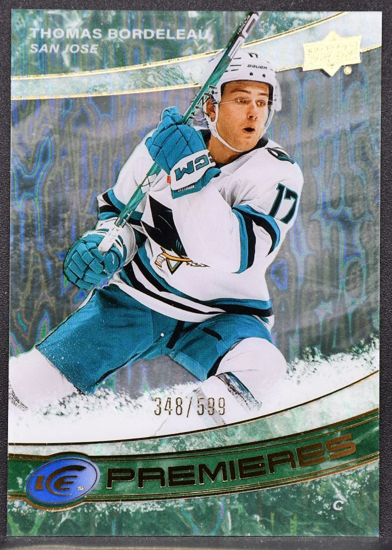 2022-23 UD Ice Premieres - Green Thomas Bordeleau 210 San Jose Sharks RC 348/599 2777