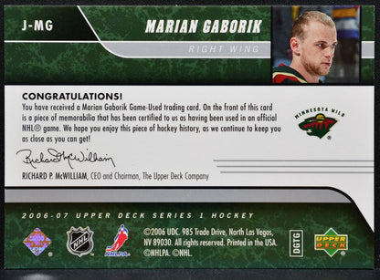 2006-07 UD Series 1 UD Game Jersey Gaborik Minnesota Wild Jersey 0215
