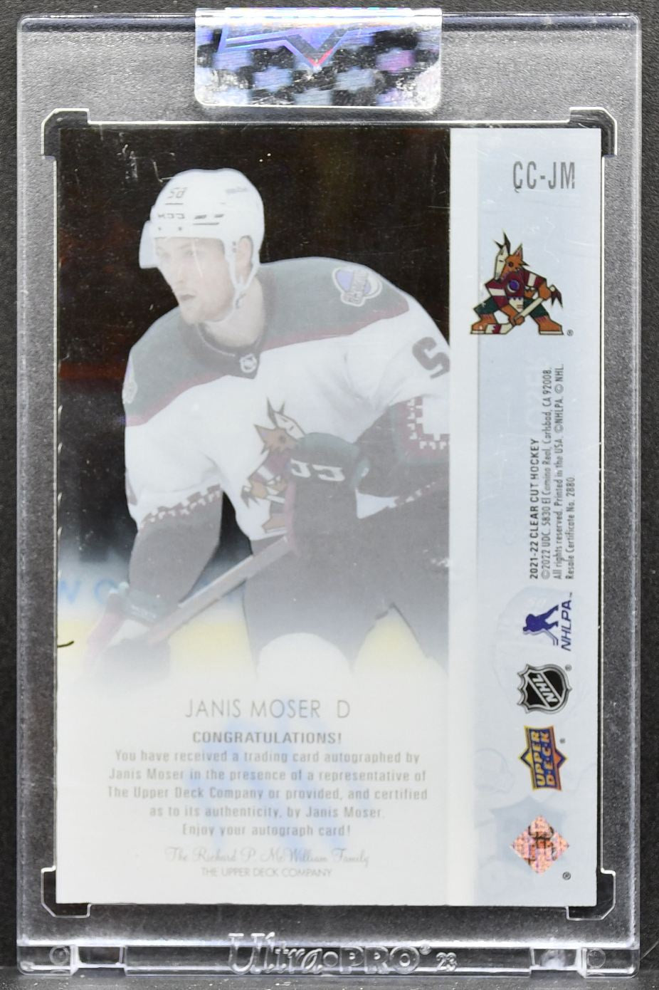 2021-22 Upper Deck Clear Cut Rookie Janis Moser CC-JM Coyotes RC Auto 1566