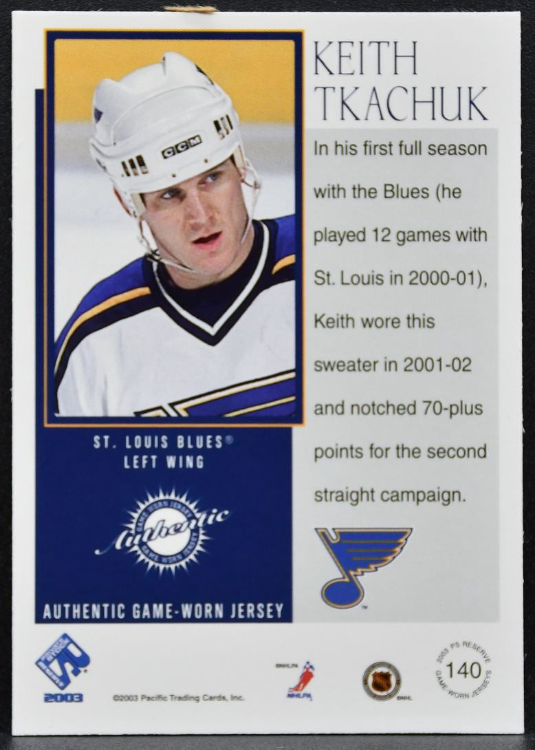 2002-03 Pacific Private Stock Reserve Keith Tkachuk Blues 1155/1475 Jersey 2984