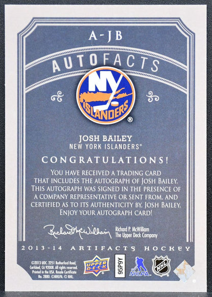 2013-14 Upper Deck Artifacts Autofacts Josh Bailey A-JB Islanders Auto 7945
