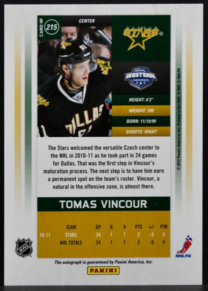 2011-12 Panini Contenders Calder Tomas Vincour 215 RC Auto 526/800 0312