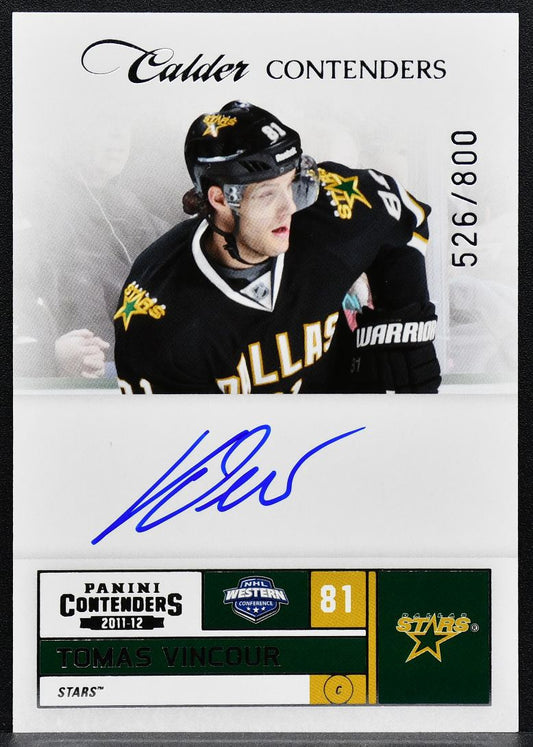 2011-12 Panini Contenders Calder Tomas Vincour 215 RC Auto 526/800 0312