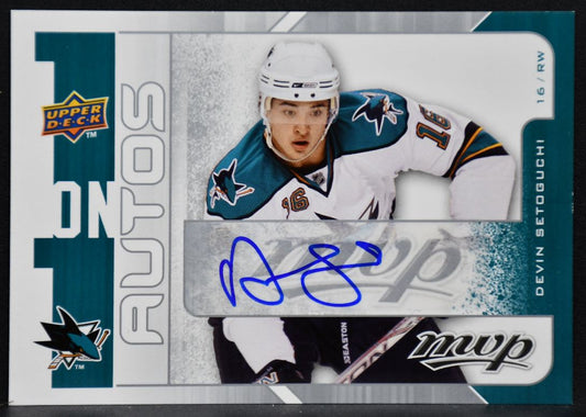 2008-09 UD MVP One on One Autographs Devin Setoguchi/Joe Pavelski Auto 1050