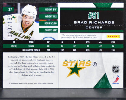 2010-11 Panini Limited Threads Brad Richards 27 Dallas Stars 029/199 Jersey 4572