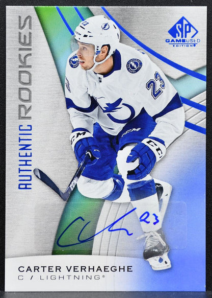 2019-20 SP Game Used Authentic Rookies Auto Blue Verhaeghe RC Auto 9909