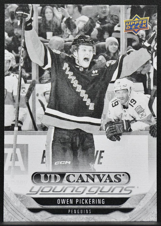 24-25 UD Extended Series UD Canvas Young Guns Black Owen Pickering Penguins RC 7979