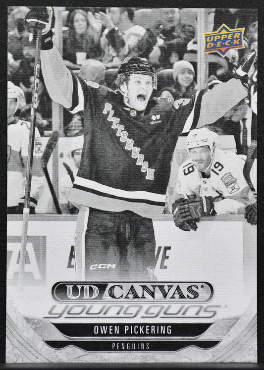 24-25 UD Extended Series UD Canvas Young Guns Black Owen Pickering Penguins RC 7979