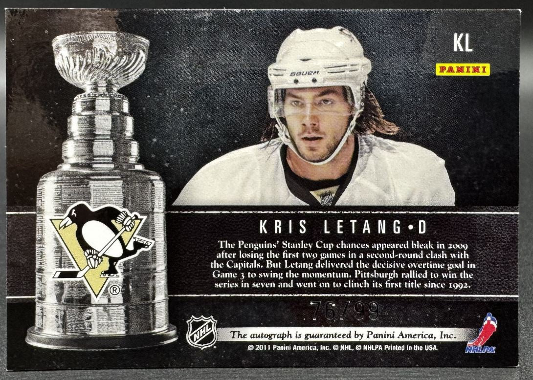 2011-12 Panini Limited Stanley Cup Winners Signatures Kristopher Letang Auto /99