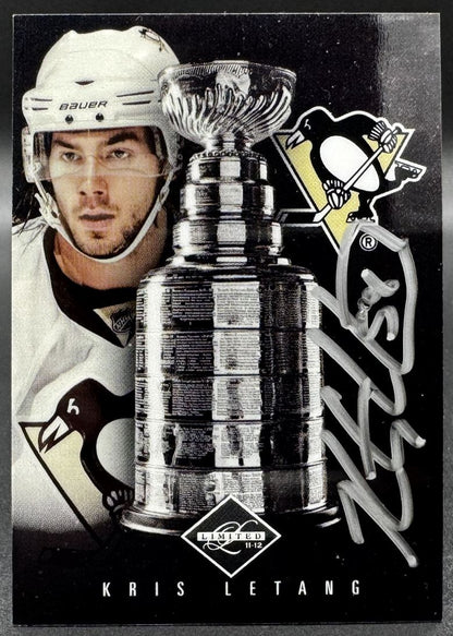 Carte autographiée Kristopher Letang, vainqueur de la Coupe Stanley, édition limitée Panini 2011-2012, numéro 99.